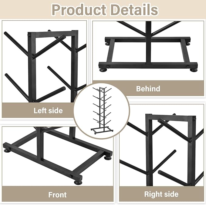 5 Tier Freestanding Skateboard Rack Double-Sided 50x30x110cm Heavy Duty Skate Board Display Hanger Rack Hold 10 Storage Longboard Deck Organizer for All-Mountain, Wide, Powder, Back-country Skis