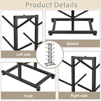 5 Tier Freestanding Skateboard Rack Double-Sided 50x30x110cm Heavy Duty Skate Board Display Hanger Rack Hold 10 Storage Longboard Deck Organizer for All-Mountain, Wide, Powder, Back-country Skis