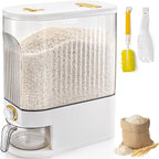 Clear Rice Holder Dispenser, 22 Lbs Large Grain Storage Container with Measuring Cup, Cylinder Household Food Dispenser Bucket Kitchen Organization for Cereal Oatmeal Coffee Bean Soybean Corn