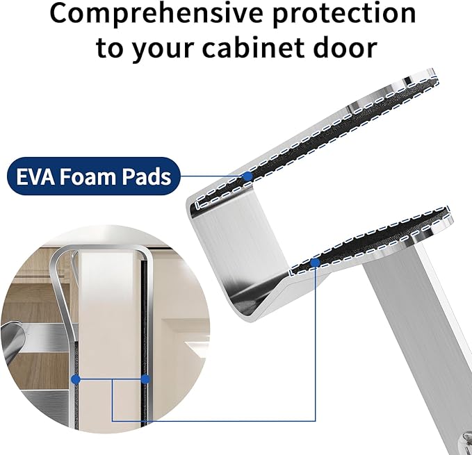 Over Cabinet Towel Holder, Stainless Steel Over The Cabinet Towel Rack for Kitchen Cabinet Doors Towel Bars, 2 Pack Dish Towel Bars (Brushed Nickel)