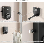 Retractable Clothesline Indoor, Non-Sagging Clothes Line Outdoors,13.7 Ft Heavy Duty Clothesline with Telescopic Hanging Rod, Wall Mounted Space-Saving Laundry Line (Black)