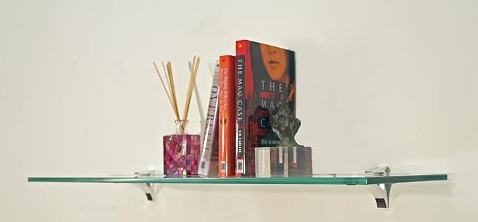 Clear Floating Glass Shelf 6" X 27" in Black