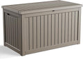 EasyUp 280 Gallon Outdoor Storage Box Waterproof, UV Resistant Resin Deck Box with Hydraulic Rod, Reinforced Stability for Patio, Garden, Striped Gray