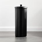 iDesign Freestanding Bathroom Toilet Paper Storage Holder with Lid for 3 Extra Rolls, Matte Black