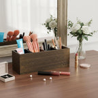 Dicunoy 2 Pack Wooden Pencil Holder for Desk, Rustic Wood Remote Control Holder Caddys, Retro Table Organizer with 4 Compartments for Art Supplies, Pen, Home, Office, School Classroom