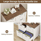 Lateral File Cabinet with 4 Drawers, Farmhouse File Cabinet for Letter/A4 Size Hanging Files, Large Wood File Storage Cabinets Printer Stand for Home Office Cabinets, Rustic White and Brown