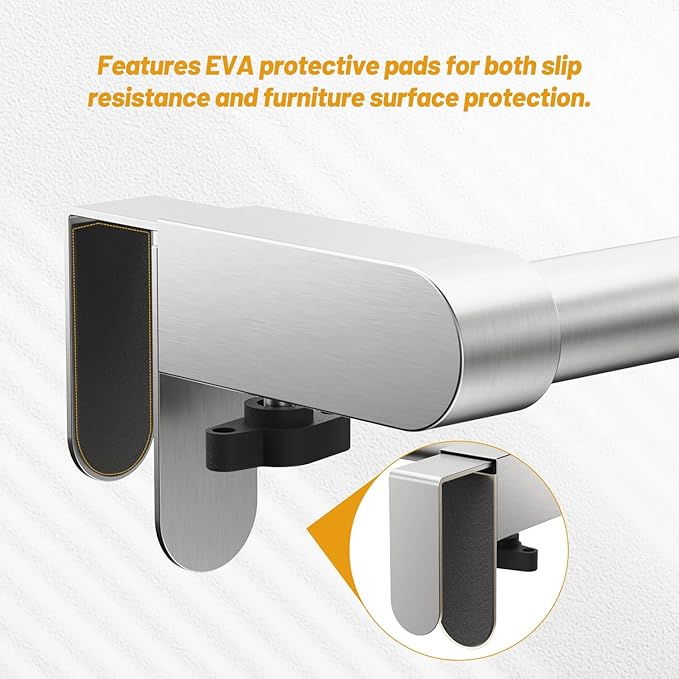 VEHHE Kitchen Towel Holder, Hand Screwed Telescopic Kitchen Towel Rack, Stainless Steel Adjustable Length and Width Over The Cabinet Door Towel Rack with EVA Foam Pad (Silver)