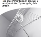 moonoom 10Pcs Hanging Closet Rod Support,3/4 Closet Shelf Rod Holder,Sturdy J-Shaped Closet Brackets for Hanging Clothes,Cabinets Storage and Curtain
