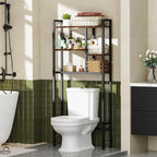 Over-The-Toilet Storage Rack, 3-Tier Bathroom Shelves Over Toilet, Above Toilet Storage, Behind Toilet Bathroom Organizer, Space Saver, Freestanding, Rustic Brown