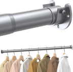 Closet Rods for Hanging Clothes, 17 to 39 Inches Stepless Adjustable Metal Closet Rod, 1.3 Inches Heavy Duty Clothes Hanging Rod for Closet Wardrobes Laundry RV, Silver