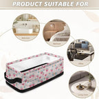 Storage Bin Organizer Collapsible Fabric Basket for Bathroom Kitchen Office Home Storage with Handles for Easy Carrying 13.89 x 7.13 x 4.37 Inch, Strawberry Love Flower Pink