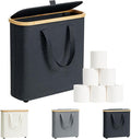 30L Toilet Paper Storage Basket with Lid & Handle, Bamboo Toilet Paper Organizer for Bathroom, Free Standing Toilet Paper Holder Stand for 12-16 Rolls, Bathroom Tissue Storage Bin