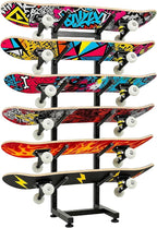6-Tiers Skateboard Racks Floor Stand, Skateboard Wall Mount, Snowboard Racks, Skateboard Wall Decor For Homes Garages Skate Shops Gym(Black)
