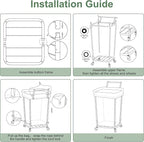 160L Laundry Hamper with Wheels and Handle, 2 Section Large Rolling Laundry Basket Bag with Wheels, Clothes Hamper Cart for Laundry, Bedroom, Bathroom and Dorm