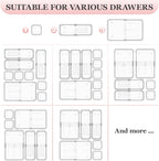 DILIBRA 16 Pcs Clear Extendable Drawer Organizer, Adjustable Drawer Storage 3-Size Desk Drawer Organizer, Plastic Non-Slip Storage Bins for Makeup, Cosmetic, Jewelries, Utensils, Stationery, Dressers