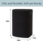 Large Laundry Hamper 16"x13"x22" - Tall Woven Laundry Basket, Cotton Rope Dirty Clothes Hamper, Baby Kids Nursery Wicker Laundry Basket, Bedroom Aesthetic, Soft Laundry Bin, Black Hamper, 75L