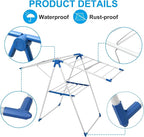 Drying Rack Clothing, Clothes Drying Rack Foldable, Includes 24 Clothespins, Space-Saving Free-Standing, 2 Height-Adjustable Gullwings, Indoor Outdoor Use
