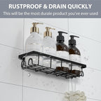 Shower Caddy Organizer with Hooks,Self Adhesive Bathroom Shelves,No Drilling Bathroom Organizers and Storage,Perfect for RV, Apartment, Home Decor,Black 4PCS