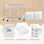 GOFLAME 12-Drawer Rolling Storage Cart, Multifunctional Art Craft Organizer Cart, Mobile Utility Storage Cart with Removable Drawers & Lockable Wheels, Craft Cart for Home Office School, Clear
