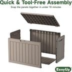 EasyUp 45 Gallon Outdoor Storage Box, Resin Waterproof UV-Resistant Deck Box, Reinforced Stability for Patio, Garden, and Poolside, Striped Gray