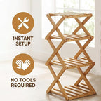 2/3/4/5/6/7/8/9 Tier Bamboo Folding Shoe Rack,2026 New Bamboo Foldable Shoe Rack,no Installation Required,Vertical Multi-Layered Organizer,Space-Saving for Entryways& Balconies (Brown, 6)