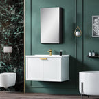 Fundin Medicine Cabinet 14 x 24 inches Mirror Size, Recessed or Surface Mount, Black Aluminum Bathroom Wall Cabinet with Mirror and Adjustable Shelves.