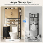 Over the Toilet Storage Cabinet with Doors, 2 Large Drawers & 6 Hooks, Over the Toilet Organizer with Toilet Paper Holder, Over the Toilet Storage for Bathroom, Laundry Room, Natural