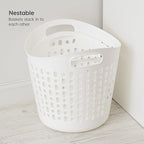 IRIS USA Plastic Laundry Basket, 27L - 3 Pack, Flexible Clothes Hamper with Ventilation Holes, Laundry Room Bedroom Bathroom Apartment Dorm Blankets Pillows Trinkets Organization, White