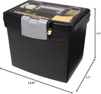 Storex 61504B02C Portable File Box with XL Lid, 11 x 13-1/2 x 11 Inches, Black (Pack of 3)