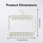 18-Clip Multi-Layer Clothes Drying Rack, BPA-Free ABS Laundry Hanger for Baby Clothes, Socks & Underwear, Heavy Duty Non-Foldable Hanger for Apartment, Nursery & Small Spaces (Off-White)