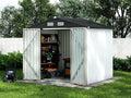 8x6 FT All-Steel Outdoor Storage Shed, Multi-Purpose Garden Tool Shed with Lockable Doors & Air Vents, Heavy Duty Utility Building for Backyard, Workshop, Lawn - Value Pack, Weather Resistant