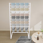 Scarf Display Stand, 10 Tier Metal Scarf Holder Organizer, Freestanding Scarf Rack, for Hanging Towels, Scarves, Clothes, Shawls, Blankets, Bandana, for Commercial Clothing Retail Store (White)