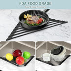 MERRYBOX Triangle Roll Up Dish Drying Rack Over The Sink, 2025 Anti-Rust Sink Drying Rack with Full Silicone Wrapped- Anti-Slip, Space Saving, Durable Organizer for Kitchen