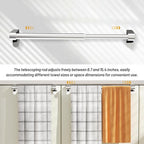 VEHHE Kitchen Towel Holder, Hand Screwed Telescopic Kitchen Towel Rack, Stainless Steel Adjustable Length and Width Over The Cabinet Door Towel Rack with EVA Foam Pad (Silver)