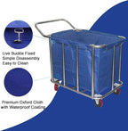 400L Commercial Laundry Cart Replacement Liner Bag - Removable Waterproof Oxford Cloth Rectangle, Large Capacity Replacement for Rolling Laundry Basket (Blue, Single layer-Rectangular)
