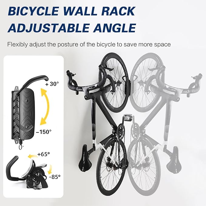 Swivel Bike Wall Mount – Garage Bike Hanger & Space-Saving Vertical Bike Rack for Garage & Apartment, Sturdy Bike Storage Hook Holds up to 66 lbs, Easy Installation & Scratch-Proof Design