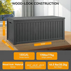 180 Gallon Outdoor Storage Box, Resin Deck Boxes Outdoor Waterproof For Patio Furniture, Garden Tools, Pool Supplies, Lockable And UV Resistant (Striped Black)