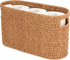 Toilet Paper Storage Holder with Built-in Handles,Toilet Paper Basket for up to 6 Rolls, Wicker Storage Baskets for Organizing,Tank Topper Counter for Bathroom Shelf Bedroom Living Room