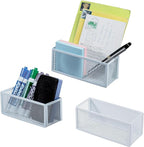 MyGift White Wire Mesh Magnetic Storage Baskets, Whiteboard Accessories, Classroom and Office Supply Organizer, Set of 3