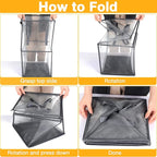 Zopeal 3 Pack Popup Laundry Hamper 13 Inch Collapsible Laundry Baskets with Handles Mesh Clothes Baskets Portable Foldable Clothes Hamper Square Bin for Washing (Grey,Double-layer)