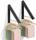 BAKON 2 Pack Clothes Drying Rack Foldable Collapsible, Folding Laundry Rack Wall Mounted Retractable Clothes Hanger for Laundry Room, Indoor & Outdoor Use, Easy Installation, Aluminum (Black)