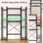 Over The Toilet Storage with 2 Drawers - 11 Tier Bathroom Organizer Freestanding Space Saver Storage Rack with Adjustable Shelf Above Toilet Stand with 4 Hooks for Restroom, Laundry, Grey Oak
