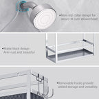 Meangood Shower Caddy, Silver Hanging Shower Caddy Organizer 10.4" x 4.5" x 22.04" Over Shower Head Big Capacity for Shampoo, Conditioner with Hooks for Razor/Sponge