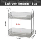 Bathroom Counter Organizer - Countertop Storage, Cosmetics & Skincare Shelf, Makeup Organizer, Perfume Tray, Spice Rack for Kitchen (2 Tier - Grey)