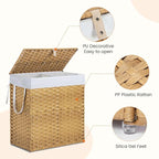 NEWBULIG Foldable Laundry Hamper with Lid, 29.1 Gallon (110L) Large Capacity Clothes Basket, Three Insert Storage Organizer Bin for Bedroom, Bathroom & Laundry Room, Yellow