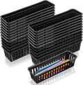 24PCS Slim Storage Baskets Tray, 10x3x2.4 Inch Flat Plastic Storage Bin, Stackable Narrow Rectangular Desk Drawer Organizer Trays for Makeup Bathroom Kitchen Office Desktop Supplies(Black)