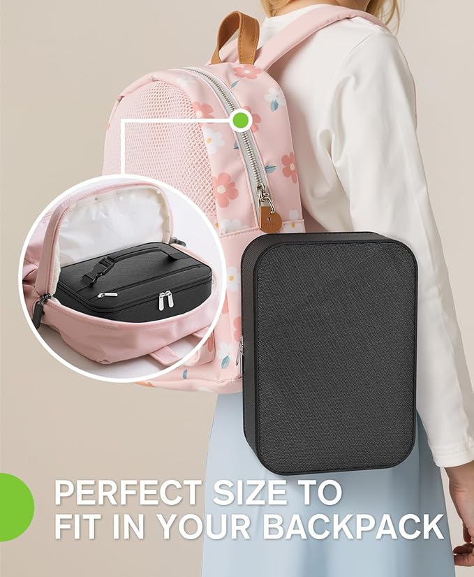 Small Lunch Box Insulated Lunch Bag for Women Men, Bento Kids Lunch Box, Compact Portable Thermal Meal Cooler Bags with Buckle Handle for Work & School, Black 5L