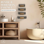 Bamboo Towel Rack by Aura Nest Set of 4 Wood Towel Racks Bamboo Bathroom Accessories -Wall Towel Holder for Rolled Towels Wooden Towel Racks for Bathroom Spa Bathroom - Natural Bamboo