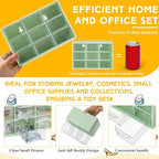 Wenqik 2 Pcs Mini Storage Drawers Teacher Toolbox Organizer with 9 Clear Drawers Small Plastic Desktop Teacher Desk Craft Organizer for Classroom Office 7" x 3. 9" x 4. 7"(Green)
