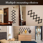 Accordion Wall Hanger with 16 Hooks, Wooden Wall Expandable Coat Rack for Coat, Hats, Baseball Caps, Coffee Mug, Jewelry(Black)